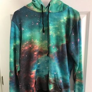 green galaxy hoodie pullover
